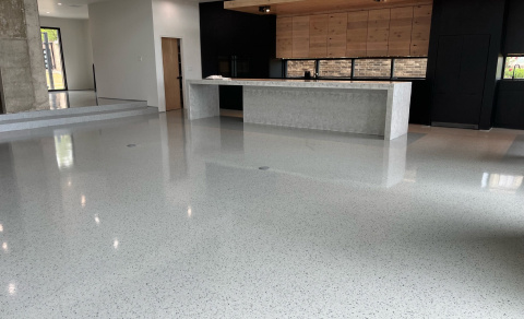 Simerrazzo concrete floor coating system