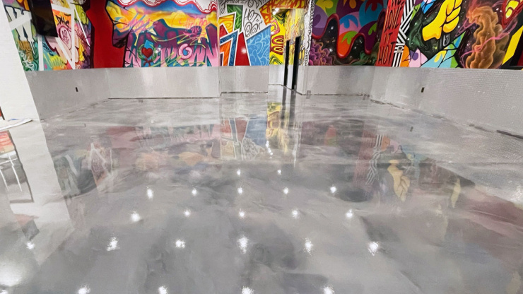Image of a Metallic epoxy floor coating system