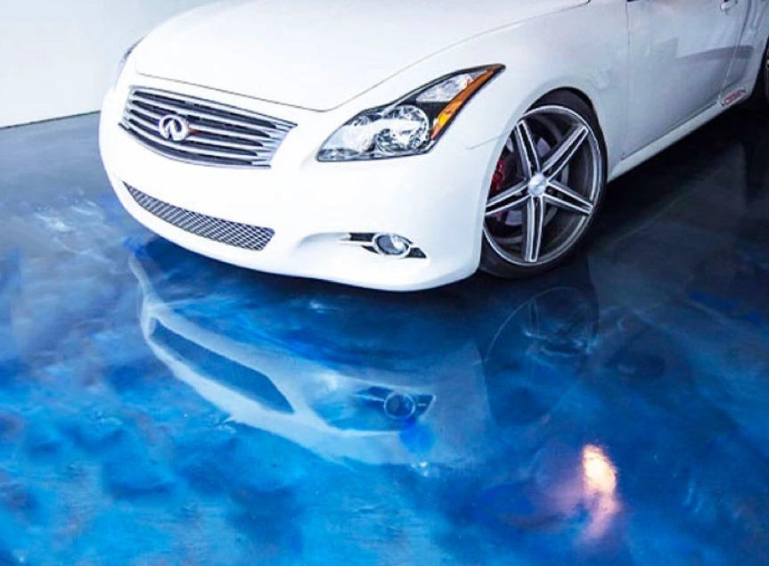 Resinwerks simulated water blue metallic epoxy