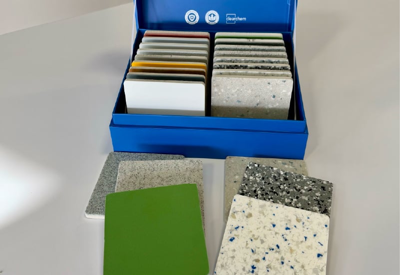 Resinwerks resinous flooring sample box.